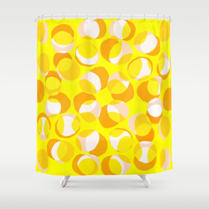 Modern Abstract Summer Sun Abstract Modern Reflection Deep Yellow Orange Retro Natural Circle 70’s Shower Curtain
