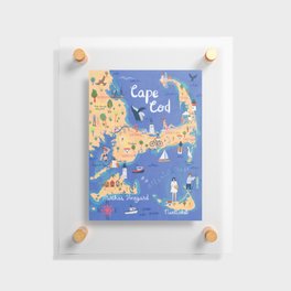 Cape Cod map, peach Floating Acrylic Print