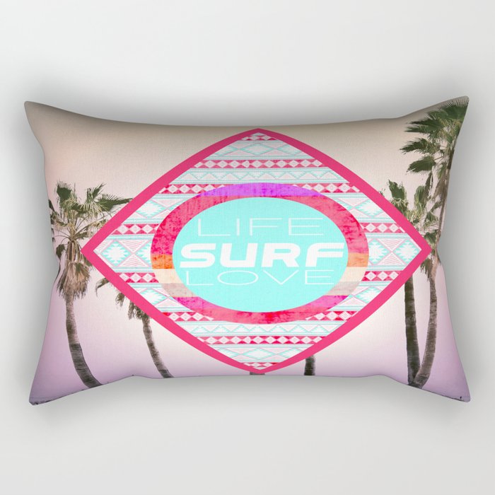 LIFE, SURF, LOVE Rectangular Pillow
