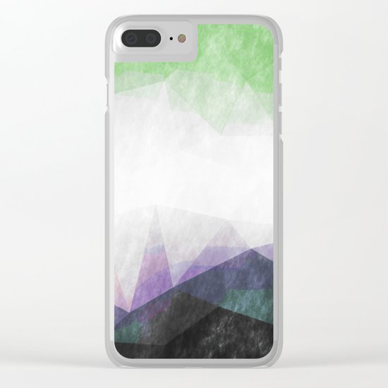 On the mountains- green watercolor - triangle pattern Clear iPhone Case