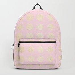Simply Polka Dots White Gold Sands on Flamingo Pink Backpack