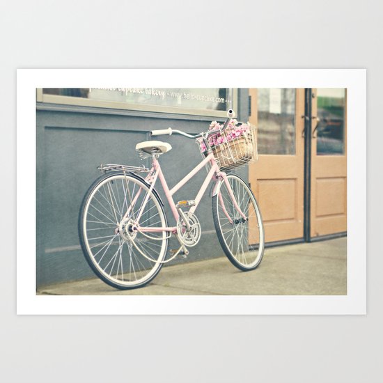 Pink bicycle Art Print