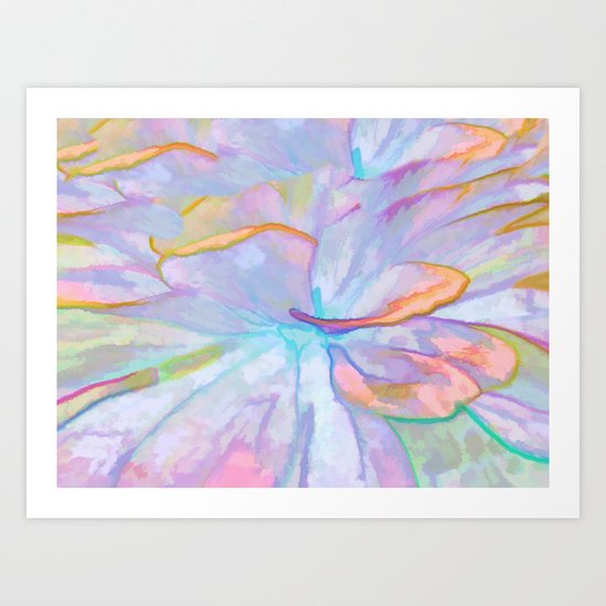 Soft Pastel Painted Petals Abstract Art Print