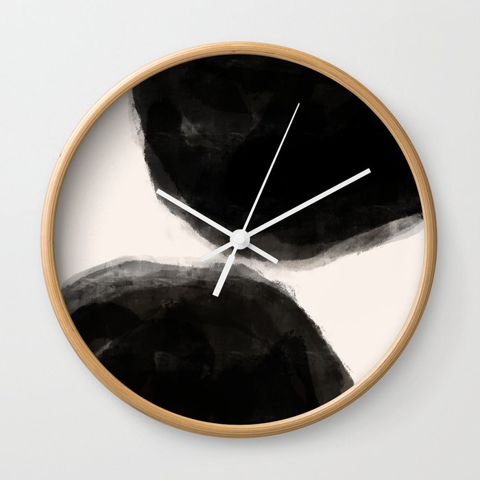 Monochrome Balanced Blobs Wall Clock