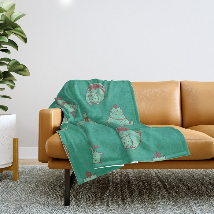 Christmas Chonks | Green Pattern Throw Blanket