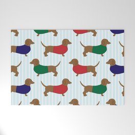 Dachsunds on Stripes Welcome Mat