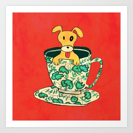 Dinnerware Sets - puppy in a teacup Art Print