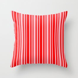 [ Thumbnail: Red & Light Pink Colored Lines/Stripes Pattern Throw Pillow ]