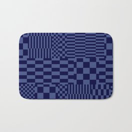 Glitchy Checkers // Navy Blue Bath Mat