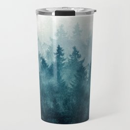 The Heart Of My Heart // So Far From Home Of A Misty Foggy Wild Forest Covered In Blue Magic Fog Travel Mug