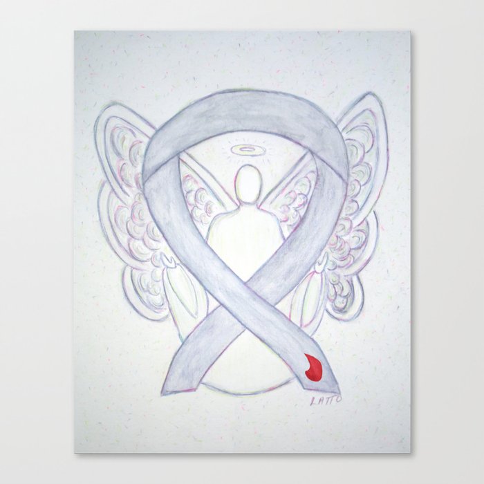 Diabetes Gray Awareness Ribbon Angel Art Canvas Print By