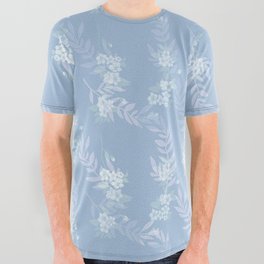 Floral Botanical Vertical Print // Periwinkle and Cream (blue)  All Over Graphic Tee