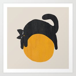 Cat with ball Kunstdrucke | Kitty, Whimsical, Sloth, Ball, Painting, Funny, Cute, Kitten, Cartoon, Cat 