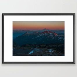Mount Hood sunset from Mount Rainier Framed Art Print