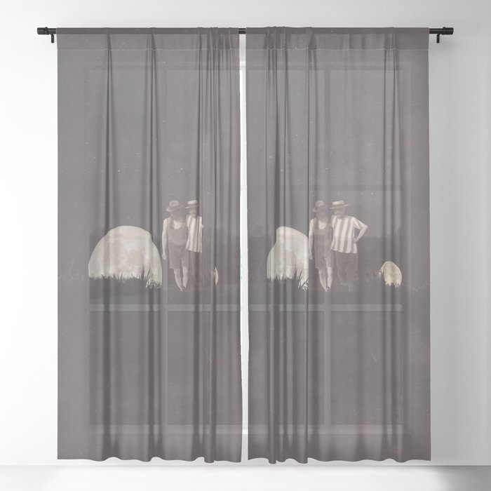Moon on a meadow vintage 1920s Sheer Curtain