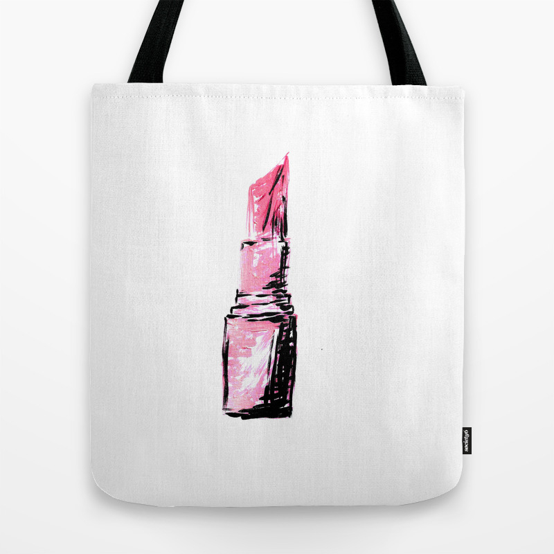 Pretty Pink Lipstick Tote Bag by Richie Clark | Society6