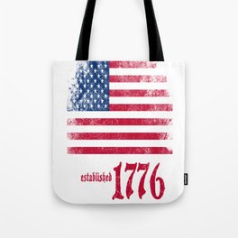 American Flag Established 1776 Vintage Print Tote Bag