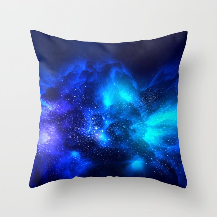 Abstract Nebula #7: Blue bang Throw Pillow