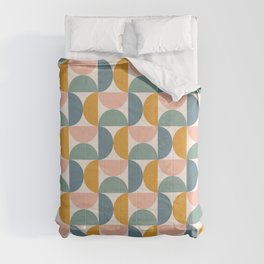 Patterned Geometric Shapes CCVIII Comforter | Pink, Pastel, Cute, Simple, Minimalism, Boho, Green, Minimalist, Mid Century, Modern 