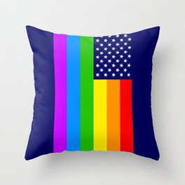 Gay USA Rainbow Flag - American LGBT Stars and Stripes Throw Pillow
