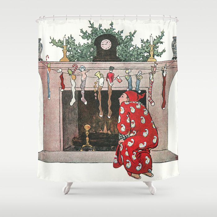 And Giving a Nod, Up the Chimney He Rose by Jessie Wilcox Smith (1863–1935) Shower Curtain