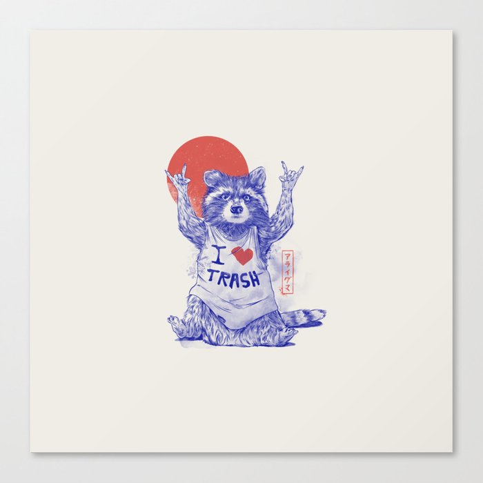 I Love Trash - Cute Funny Metal Raccoon Gift Canvas Print