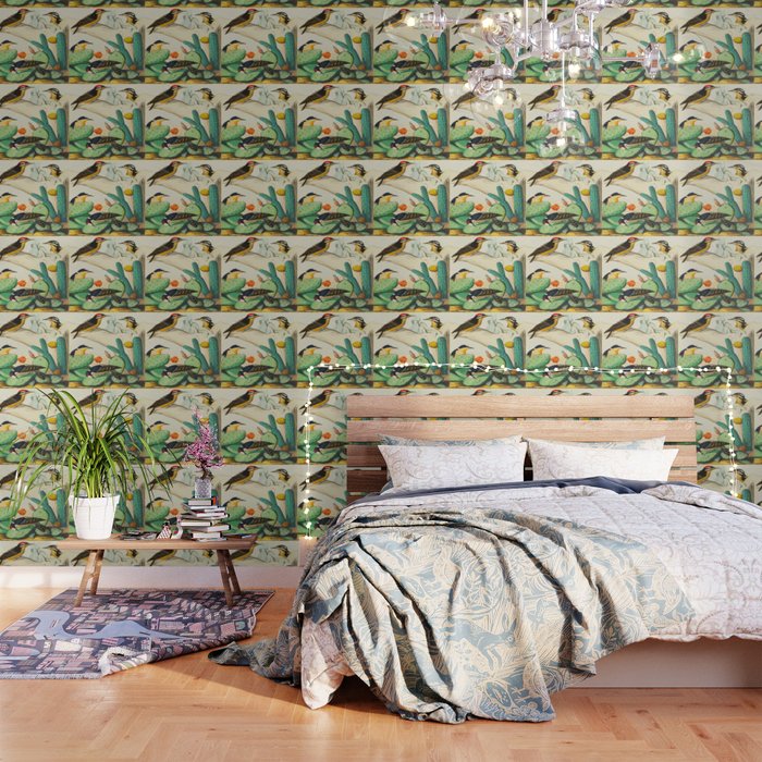Monograph Of The Picides Alfred Malherbe 1861 Vintage Bird Cactus Flower Illustration Wallpaper By Enshape Society6