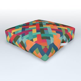 Weave Pattern Outdoor Floor Cushion | Colorful, Cubism, Pop Art, Digital, Fractal, Ribbon, Weave, Illustration, Minimalism, Whimsical 