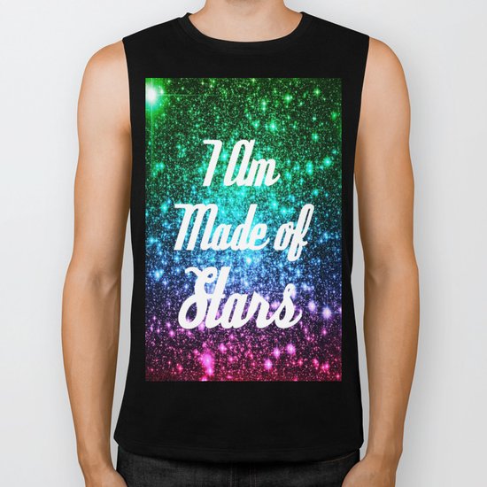 I Am Made Of Stars Affirmation Galaxy Sparkle Stars Biker Tank