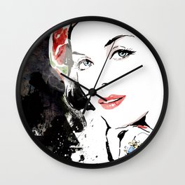 Classical Beauty, Fashion Painting, Fashion IIlustration, Vogue Portrait, Black and White, #12 Wall Clock