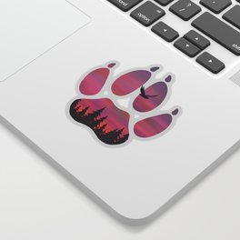 sunset in a wolf paw  Sticker