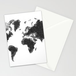 World Map Black Sketch, Map Of The World, Wall Art Poster, Wall Decal, Earth Atlas, Geography Map Stationery Card