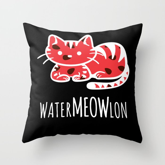 Watermeowlon Watermelon Melons Throw Pillow