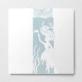 Mermaiden Metal Print | Fish, Vintage, Paper, Other, Woman, Water, Beach, Mermaid, Sea, Pattern 