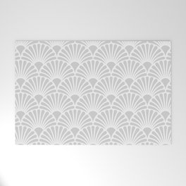 Art Deco Silver Grey & White Fan Pattern Welcome Mat