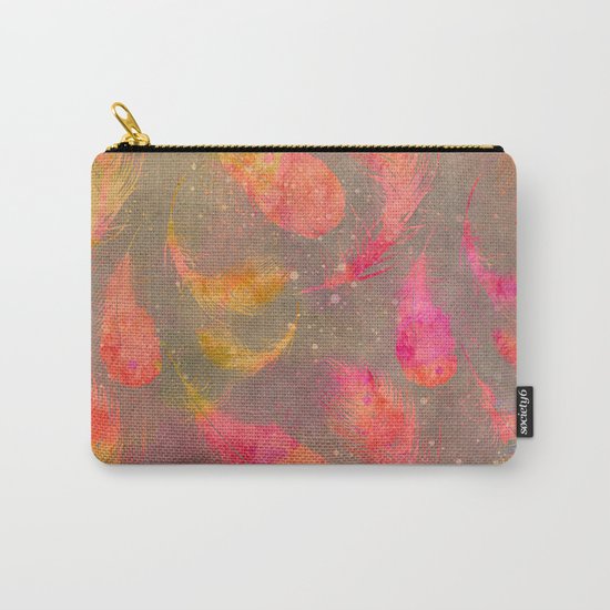 Feather pink and orange Carry-All Pouch