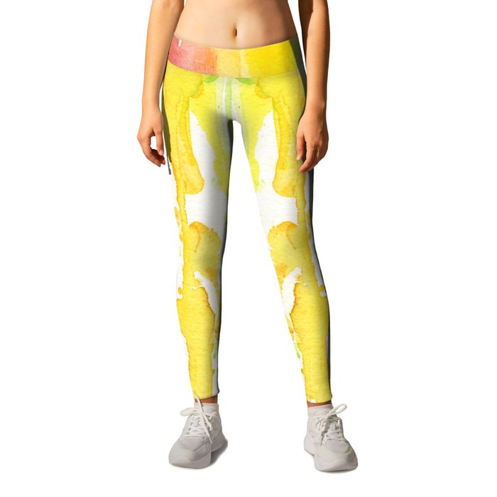 Rainbow Watercolor Texture Pattern Abstract Leggings