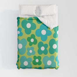 Lime Flower Power Duvet Cover