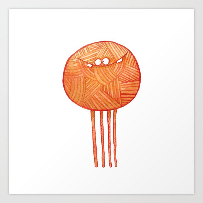 Poofy Orange Yarn Art Print