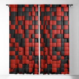 Abstract Black Red Modern 3D Tiles Blackout Curtain