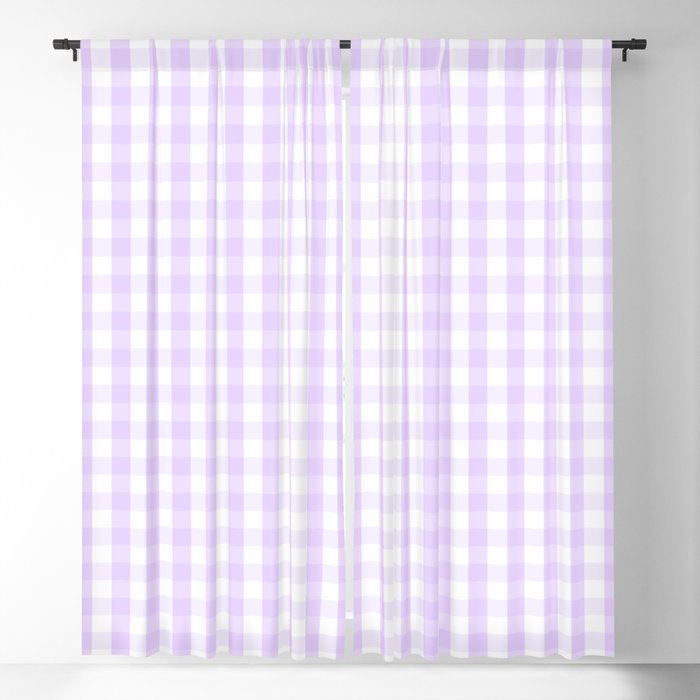 Chalky Pale Lilac Pastel and White Gingham Check Plaid Blackout Curtain
