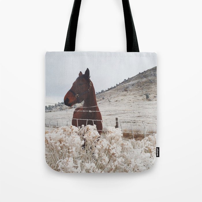 Snowy Horse Tote Bag