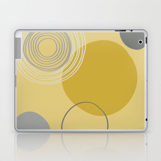 Abstract Circles and Rings in Yellows and Greys Laptop & iPad Skin