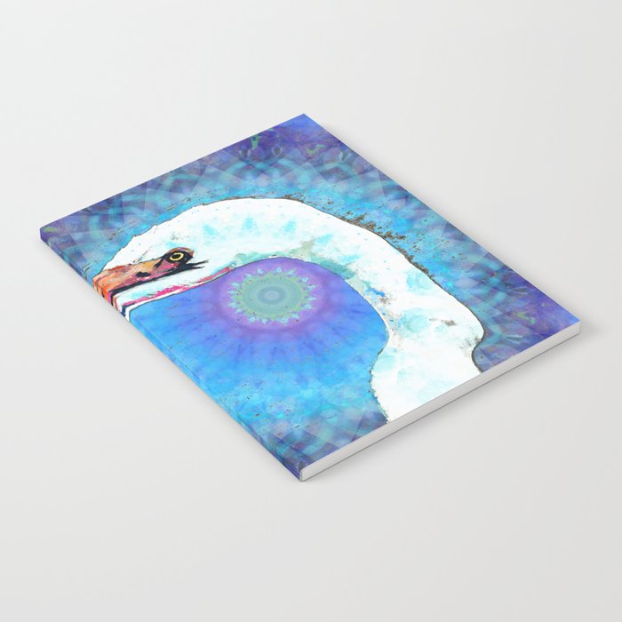 Colorful Mandala Bird Art - White Egret Notebook