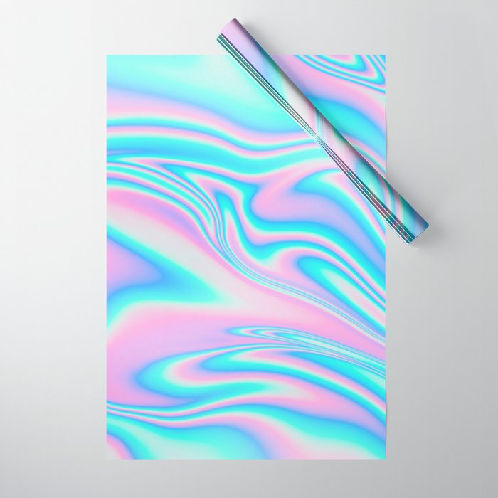 neon holographic Wrapping Paper by teenage dream