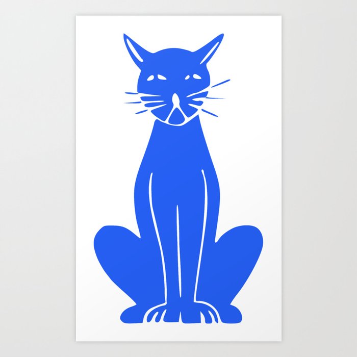 Blue cat silhouette Art Print by ezioman | Society6