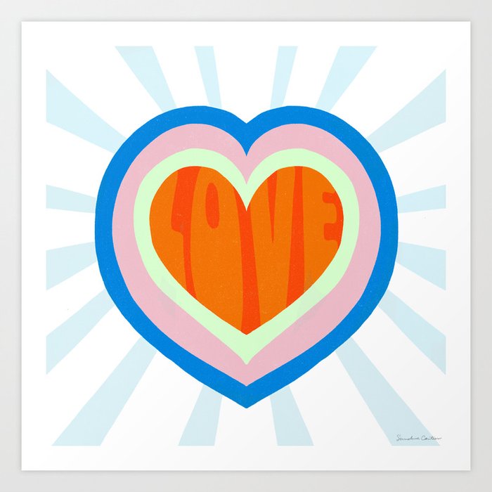 heart of love, orange Art Print