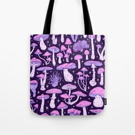 Deadly Mushrooms Dark Purple Tote Bag