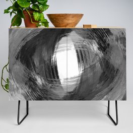 Black and Grey Modern Abstract Brushstroke Painting Vortex Credenza