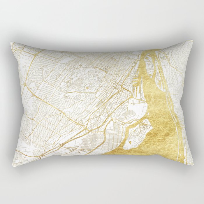 Montreal Map Gold Rectangular Pillow